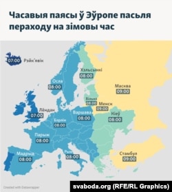 Мапа часавых паясоў Беларусі і суседзяў