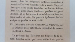 Фрагмэнт артыкулу Карда Гібэнталя аб лячэньні пераломаў з дапамогай гіпсу на францускай мове. 1819 год