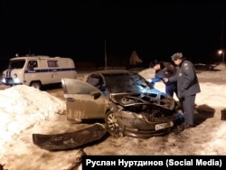 Сожженный автомобиль Руслана Нуртдинова