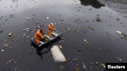 Одна из рек, впадающих в залив Гуанабара, на западном берегу которого расположен Рио-де-Жанейро. 1 августа 2016 года