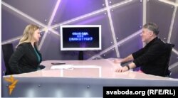 Ганна Соўсь і Арцёмі Троіцкі ў студыі Свабоды ў красавіку 2013 году.