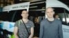 Belarus - Political prisoners Vasil Babrouski and Uladzimer Navumik after release from prison. Minsk, 9Jul2020